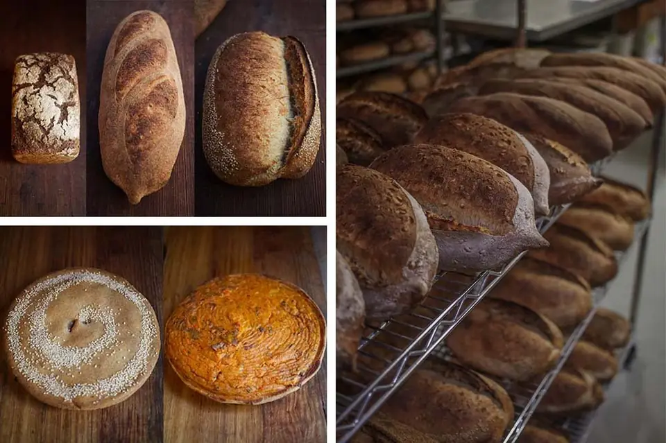 Sourdough loaves and round breads from Summer Kitchen Bakery.